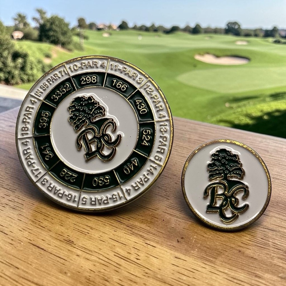 Duo Magnetic Metal & Enamel Yardage Golf Ball Marker Brentwood Country Club TN